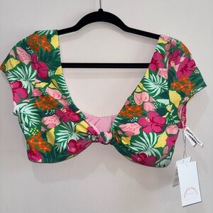Dippin' Daisy's Pink and Green Flutter Sleeve Bikini